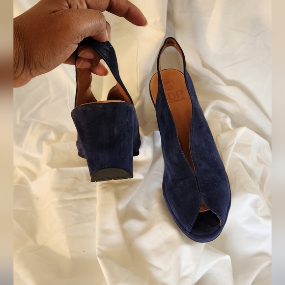 L'Amour Navy Slingback Wedges - Picture 3 of 8